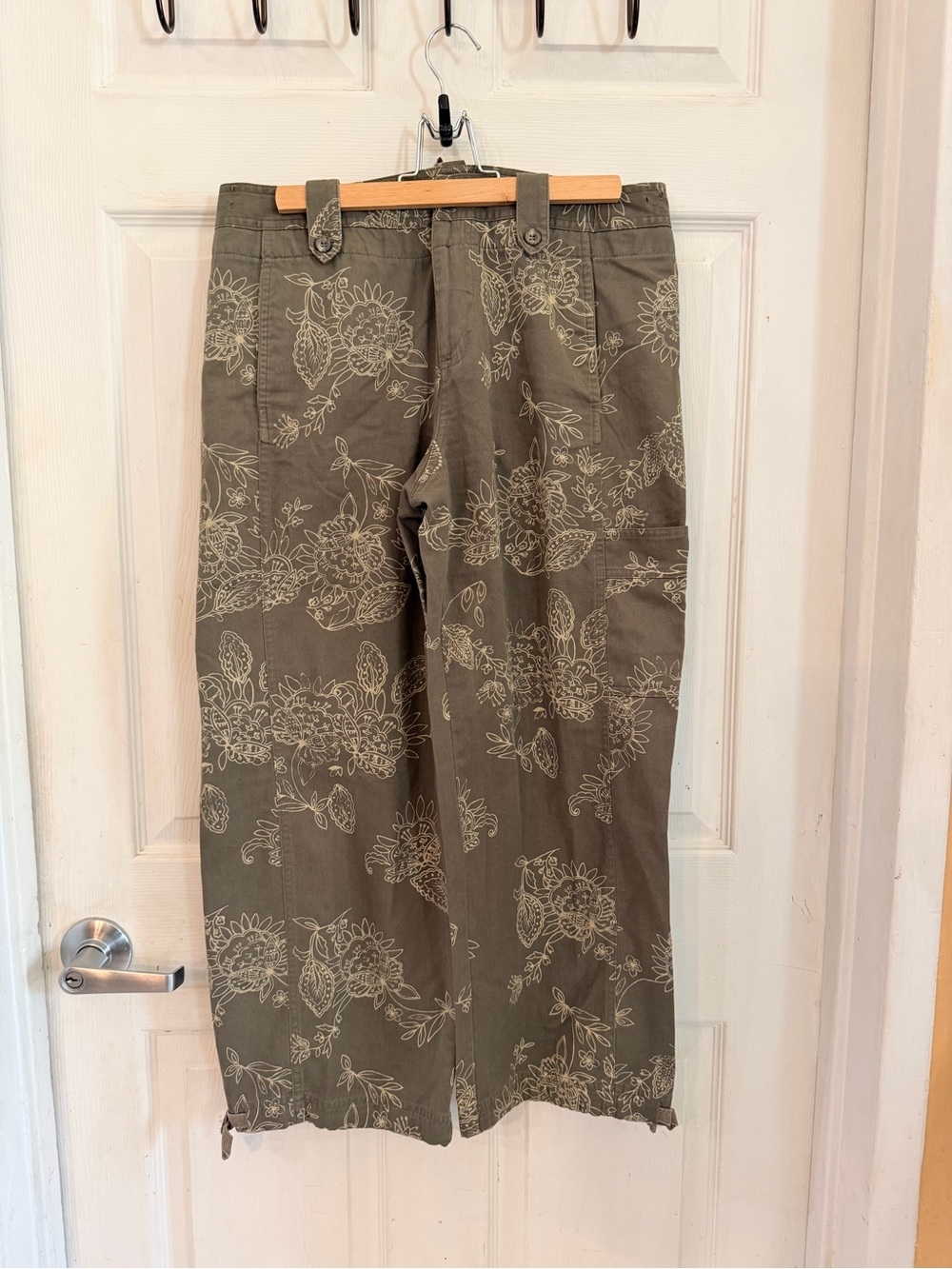 Sigrid Olsen Olive Green Wide-Leg Floral Pants